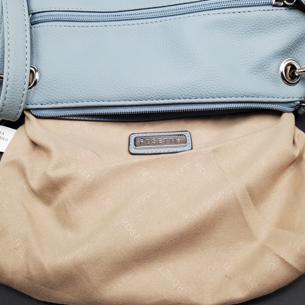 Rosetti Purse Baby Blue W/ Embroidered Flowers & Adjustable Strap. 9